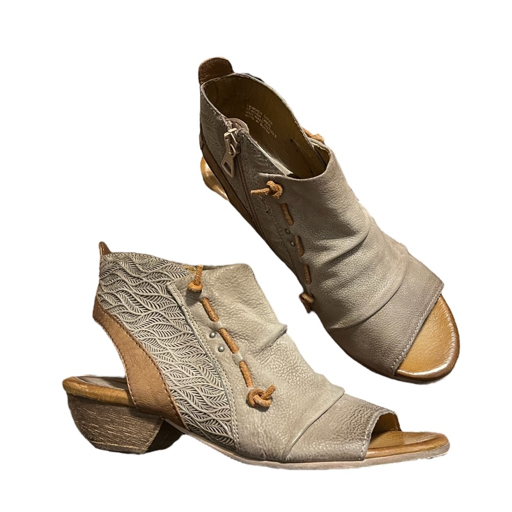 Miz Mooz Celia Ruched Leather Peep Toe Bootie